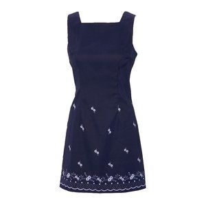 Vintage City Triangles Mini Dress, navy floral mini dress,  y2k dress, floral